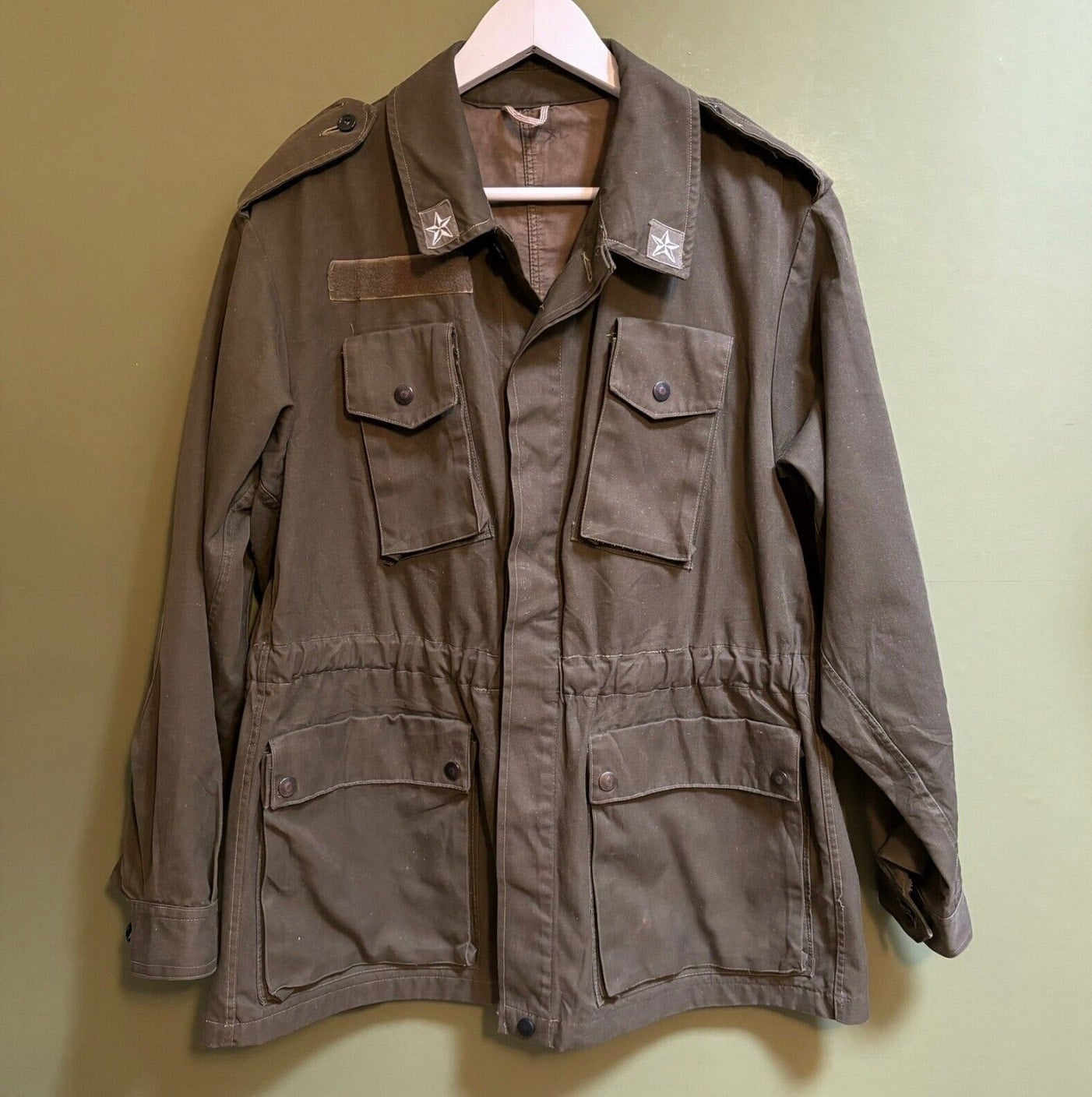 Vintage 1970 s Italian Army Olive Green Field Jacket M Heritage Ivy